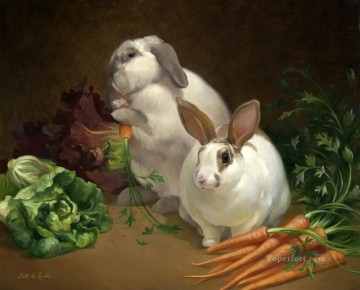 animaux lapin banquet Peinture à l'huile